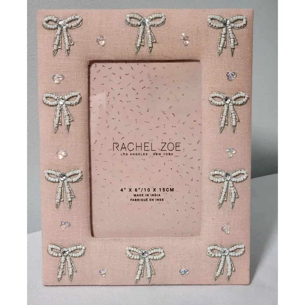 Rachel Zoe 4x6 Fabric With Bow Picture Frame-New - Picture 4 of 4